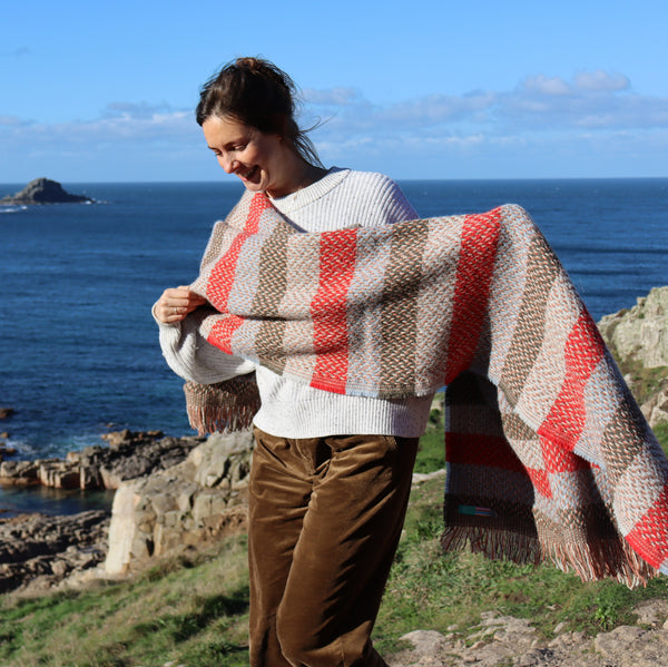 Recycled wool stripe blanket by ebbflowCornwall